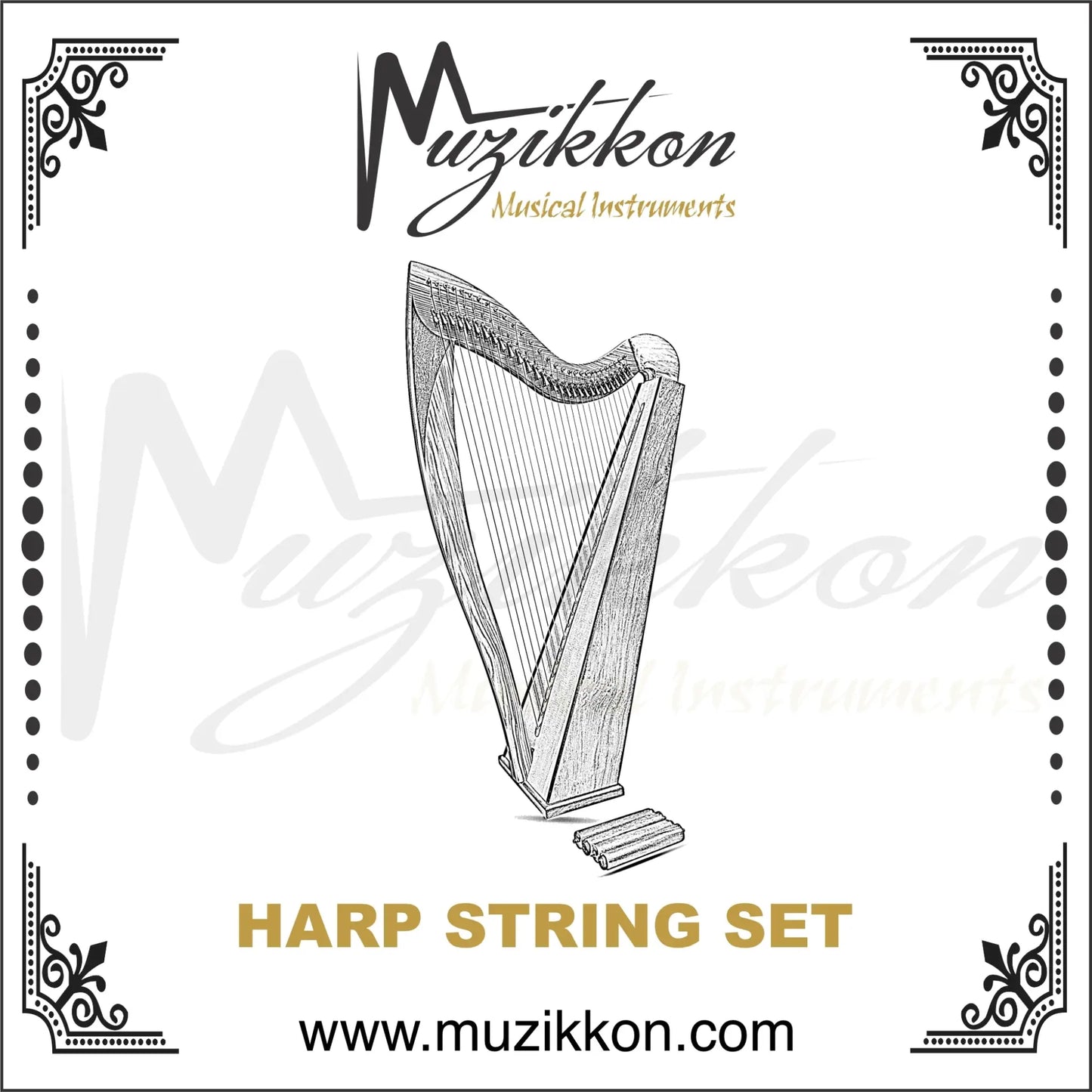 19 String Gothic Harp Set