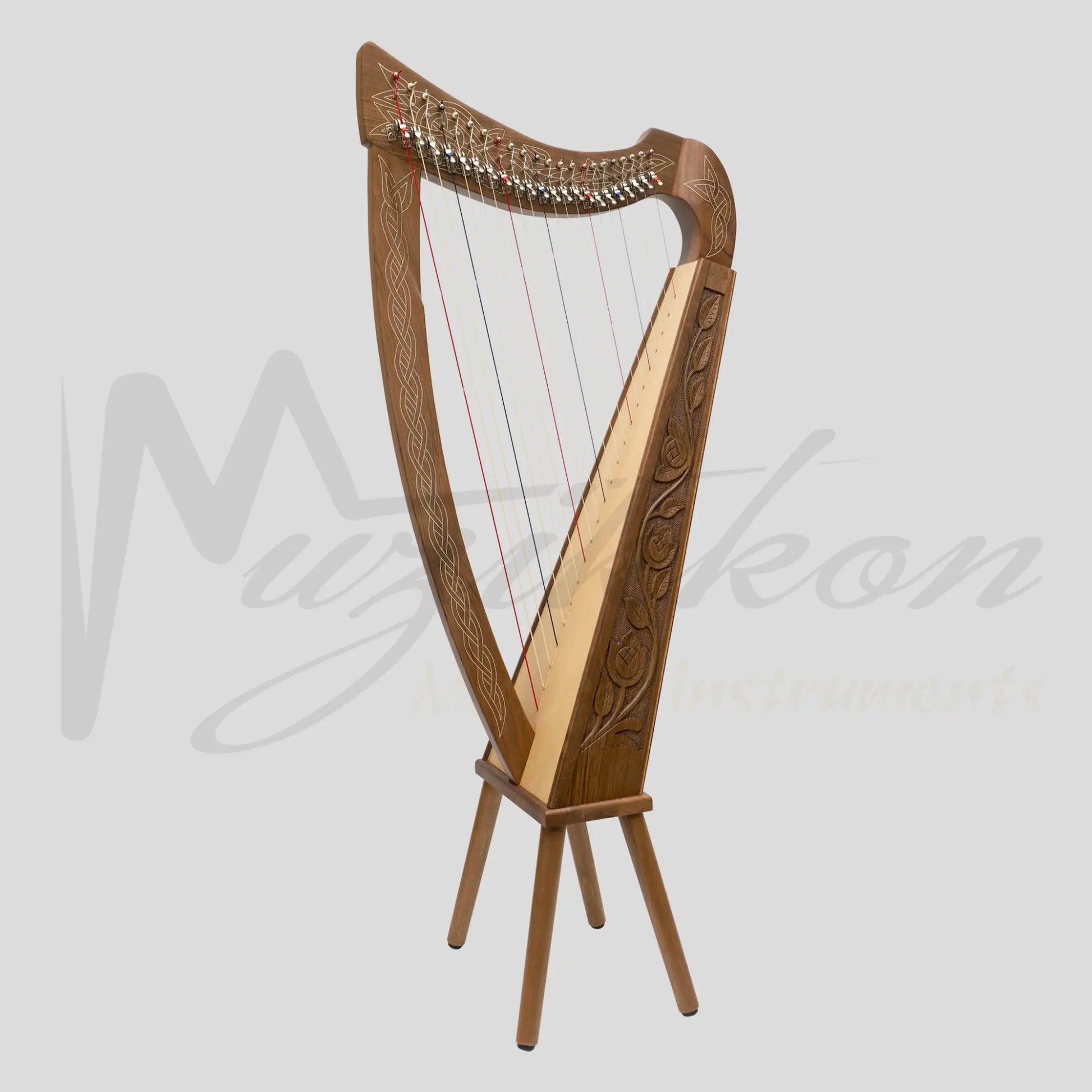 22 String Boru Harp Walnut