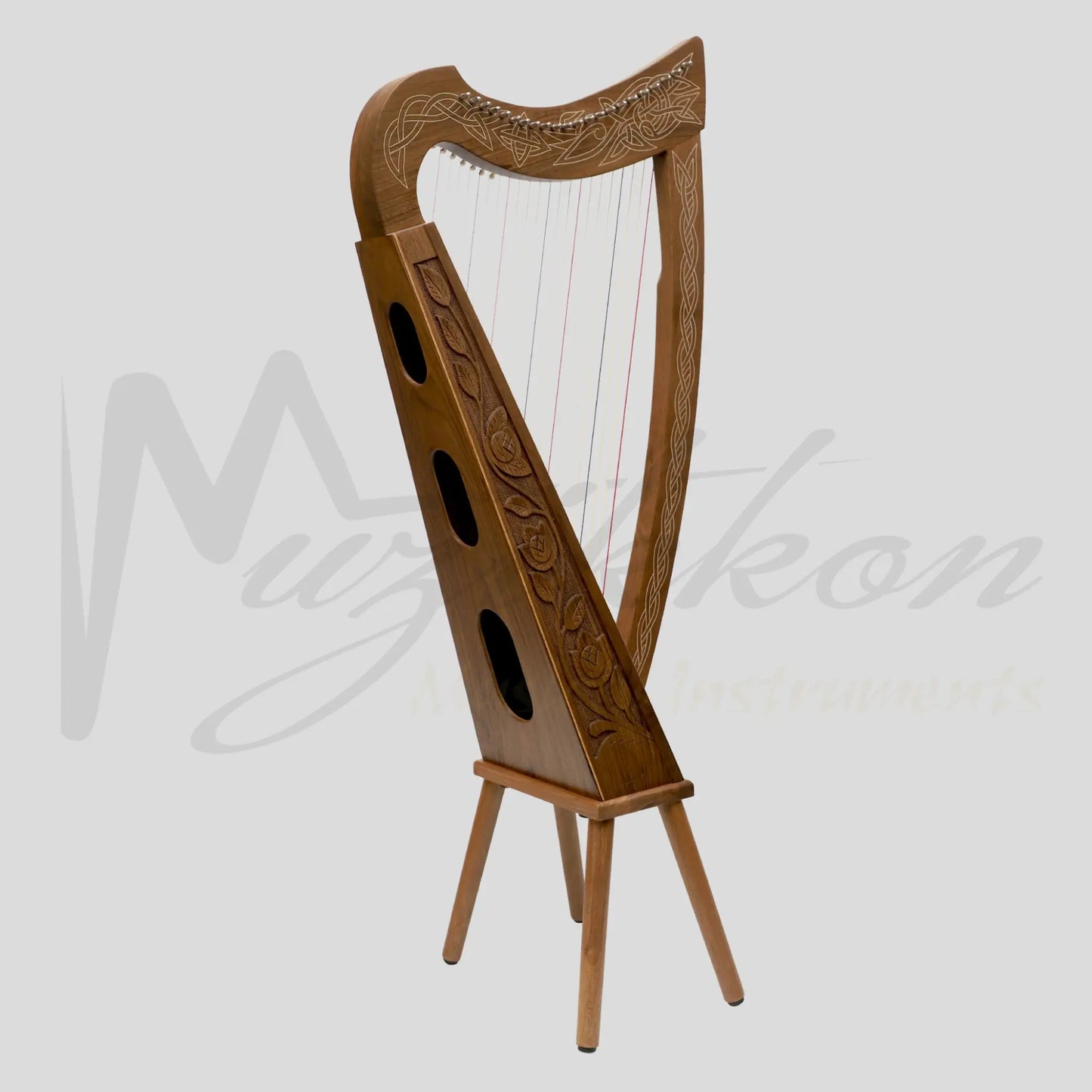 22 String Boru Harp Walnut