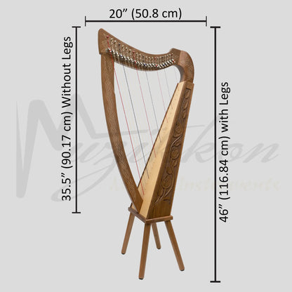 22 String Boru Harp Walnut