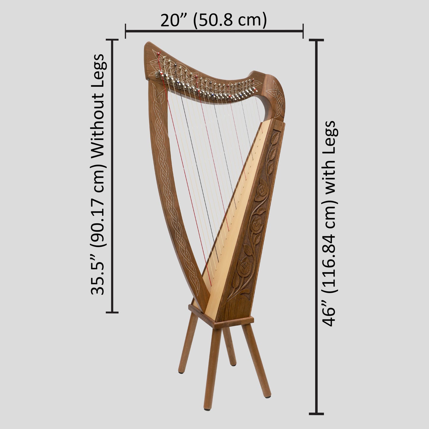 22 String Boru Harp Walnut