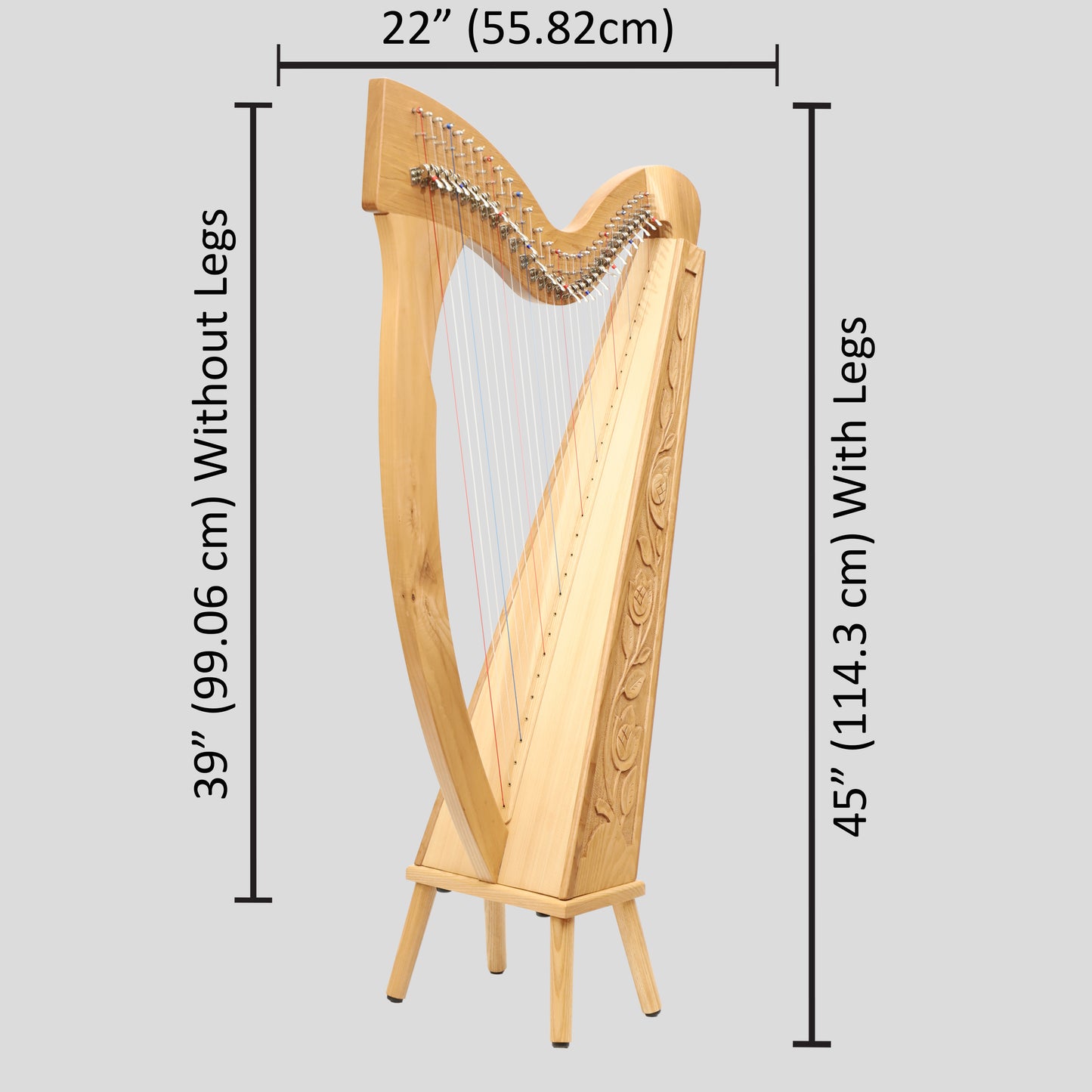 Muzikkon 29 Strings Trinity Harp Ashwood