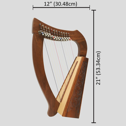 O'Carolan Harp 12 Strings Rosewood with Sharpening Levers
