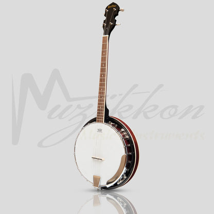 Heartland 4 String Banjo 19 Frets Irish Tenor Left Handed 24 Bracket With Closed Solid Back