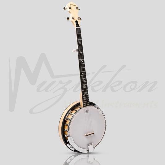 Heartland 5 String Deluxe Irish Banjo 24 Bracket With Closed Solid Back Maple Finish