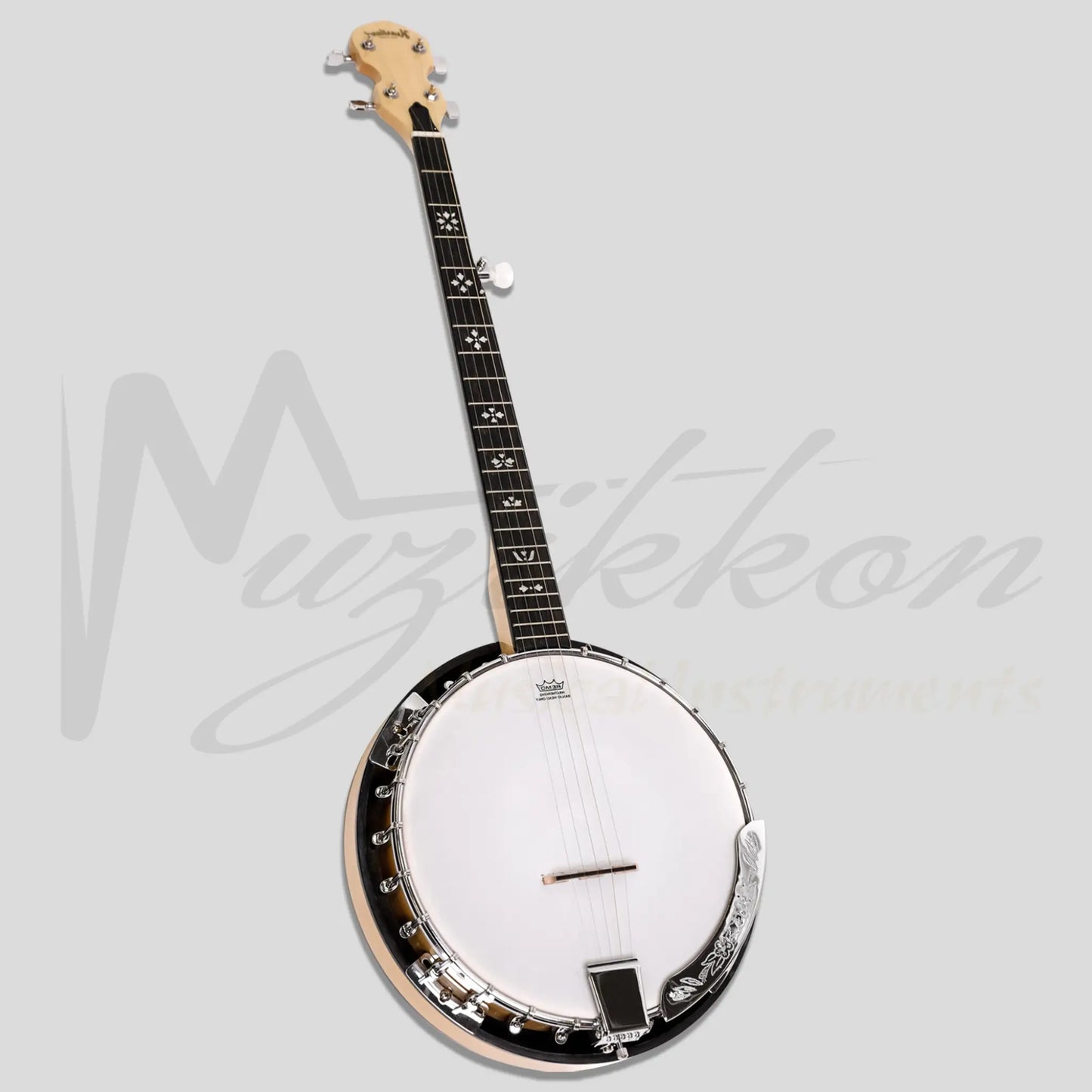 Heartland 5 String Deluxe Irish Banjo Left Handed 24 Bracket With Closed Solid Back Maple Finish