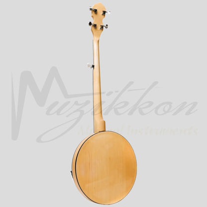 Heartland 5 String Deluxe Irish Banjo Left Handed 24 Bracket With Closed Solid Back Maple Finish