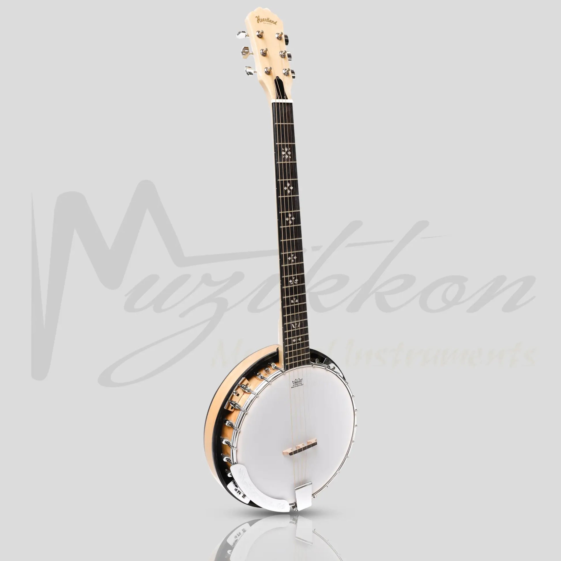 Heartland 6 String Deluxe Irish Banjo 24 Bracket With Closed Solid Back Maple Finish