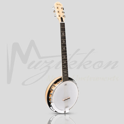 Heartland 6 String Deluxe Irish Banjo 24 Bracket With Closed Solid Back Maple Finish