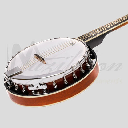 Heartland 6 String Irish Banjo Left Handed Player Series 24 Bracket With Closed Solid Back Sunburst