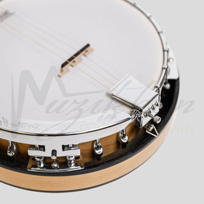 Heartland Deluxe Irish Tenor Banjo 19 Frets With 24 Bracket And Closed Solid Back Maple Finish