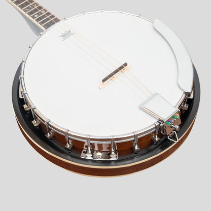 Heartland 4 String 19 Fret Irish Tenor Banjo Left Handed Player Series with Closed Solid Back Sunburst Finish