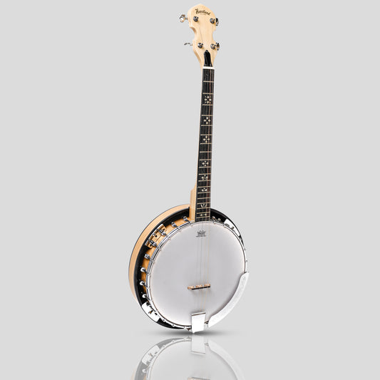 Heartland Deluxe Irish Tenor Banjo Left Handed 19 Frets 24 Bracket Closed Solid Back Maple Finish