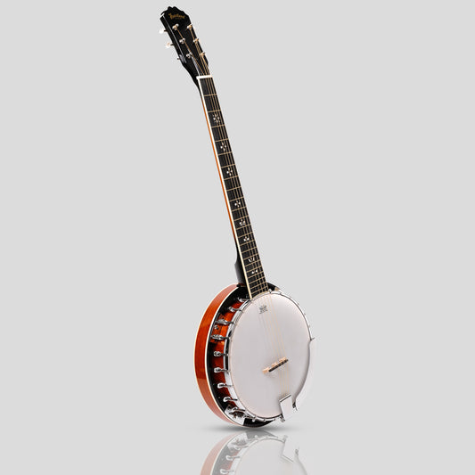 Heartland 6 String Irish Banjo Left Handed Player Series 24 Bracket with Closed Solid Back Sunburst Finish