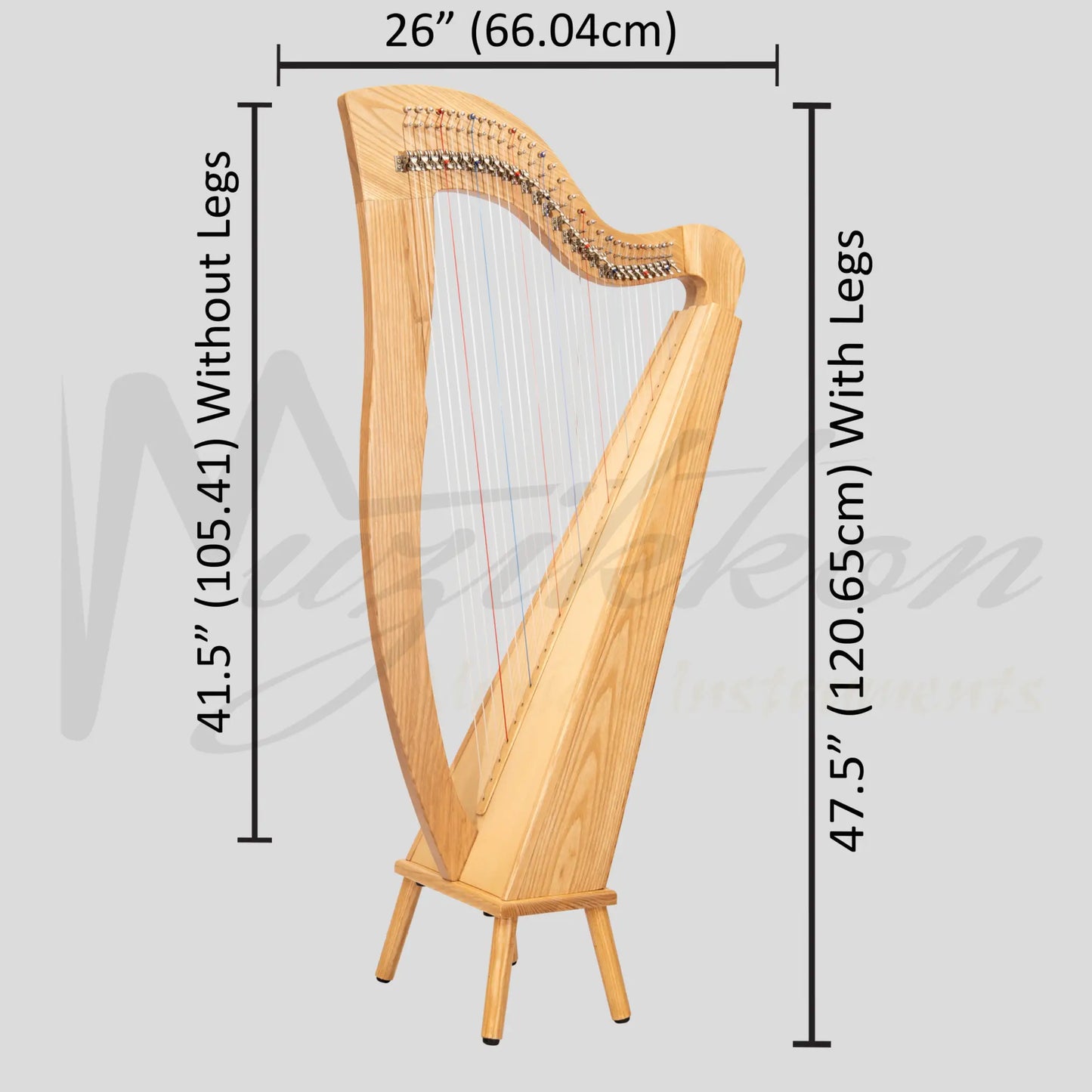 Mchugh Harp 29 Strings Ashwood Square Back