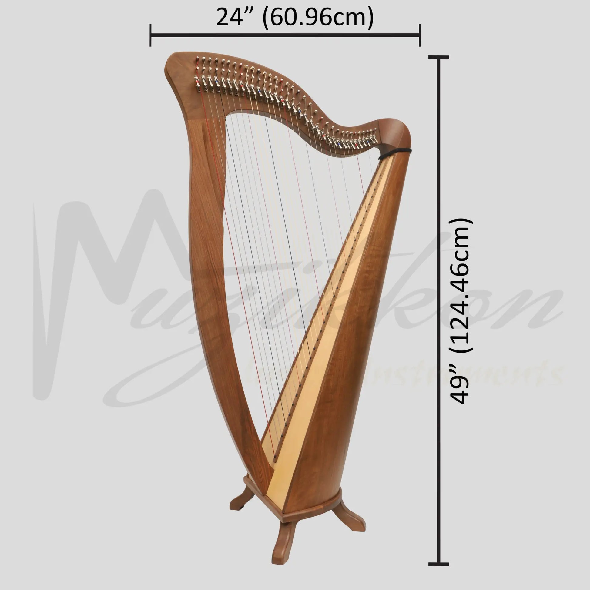 Mchugh Harp 34 Strings Walnut Wood Round Back