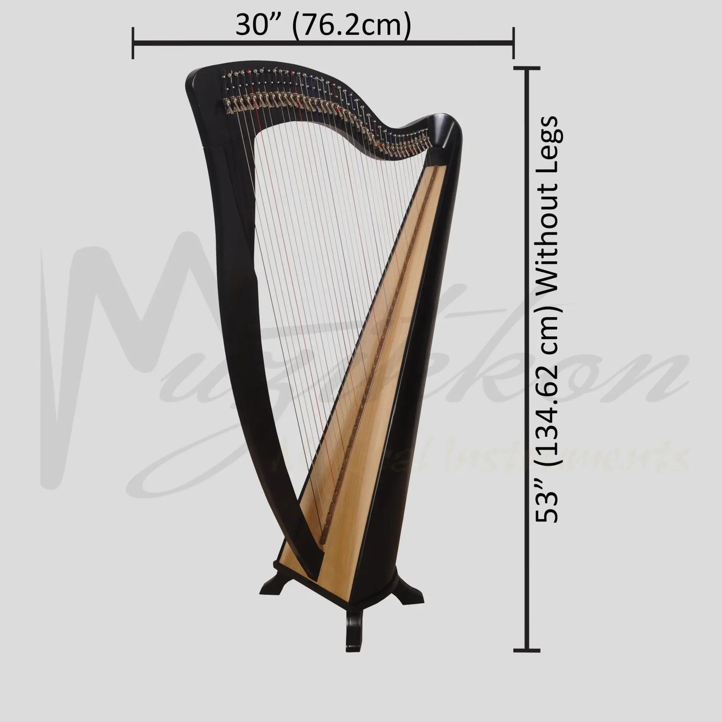 Mchugh Harp 38 Strings Walnut Wood Coloured Black Round Back