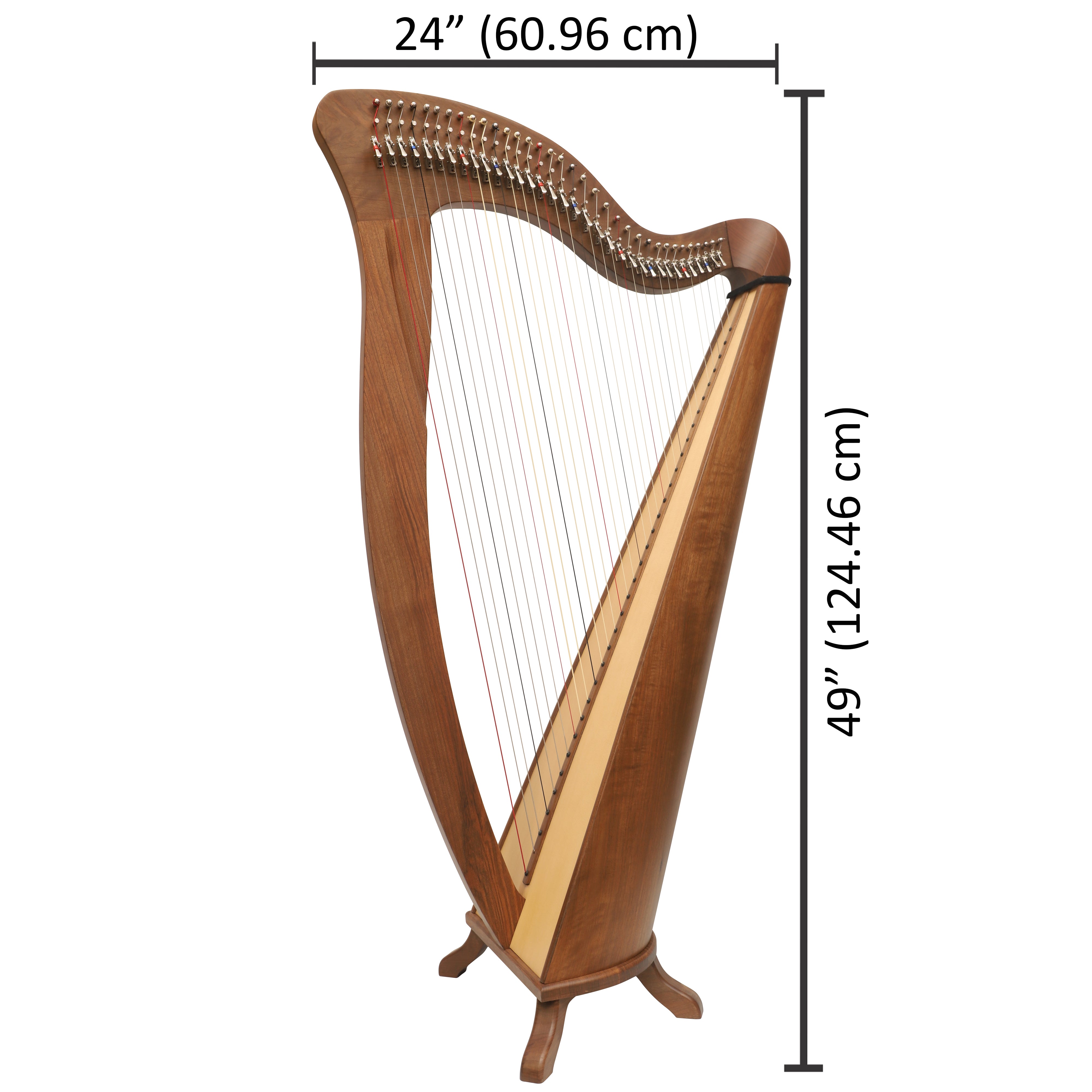Irish McHugh Harp 34 String In Walnut Wood Round back for Sale