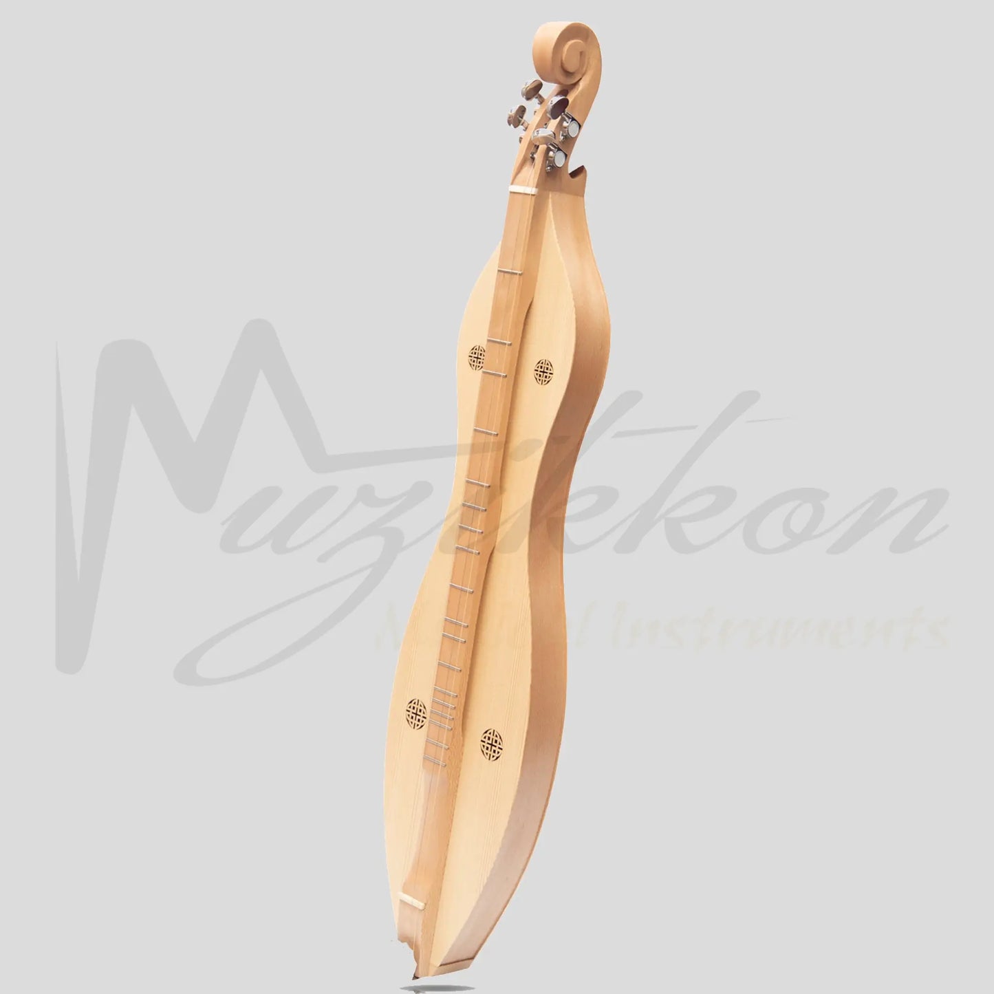 Mountain Dulcimer 4 String Knotwork Scroll Lacewood With Nickel Finish Hardware