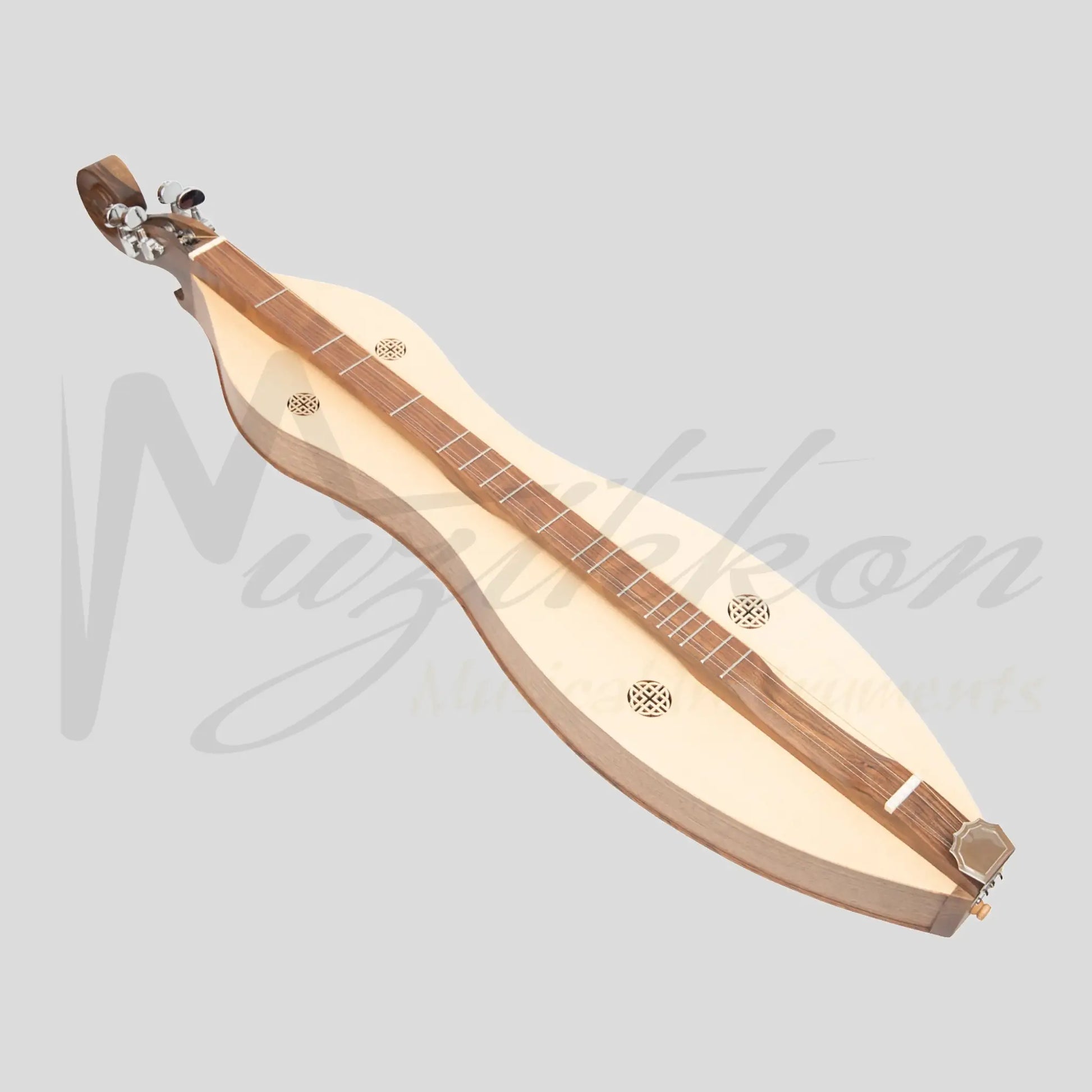 Mountain Dulcimer 4 String Knotwork Scroll Walnut With Nickel Finish Hardware