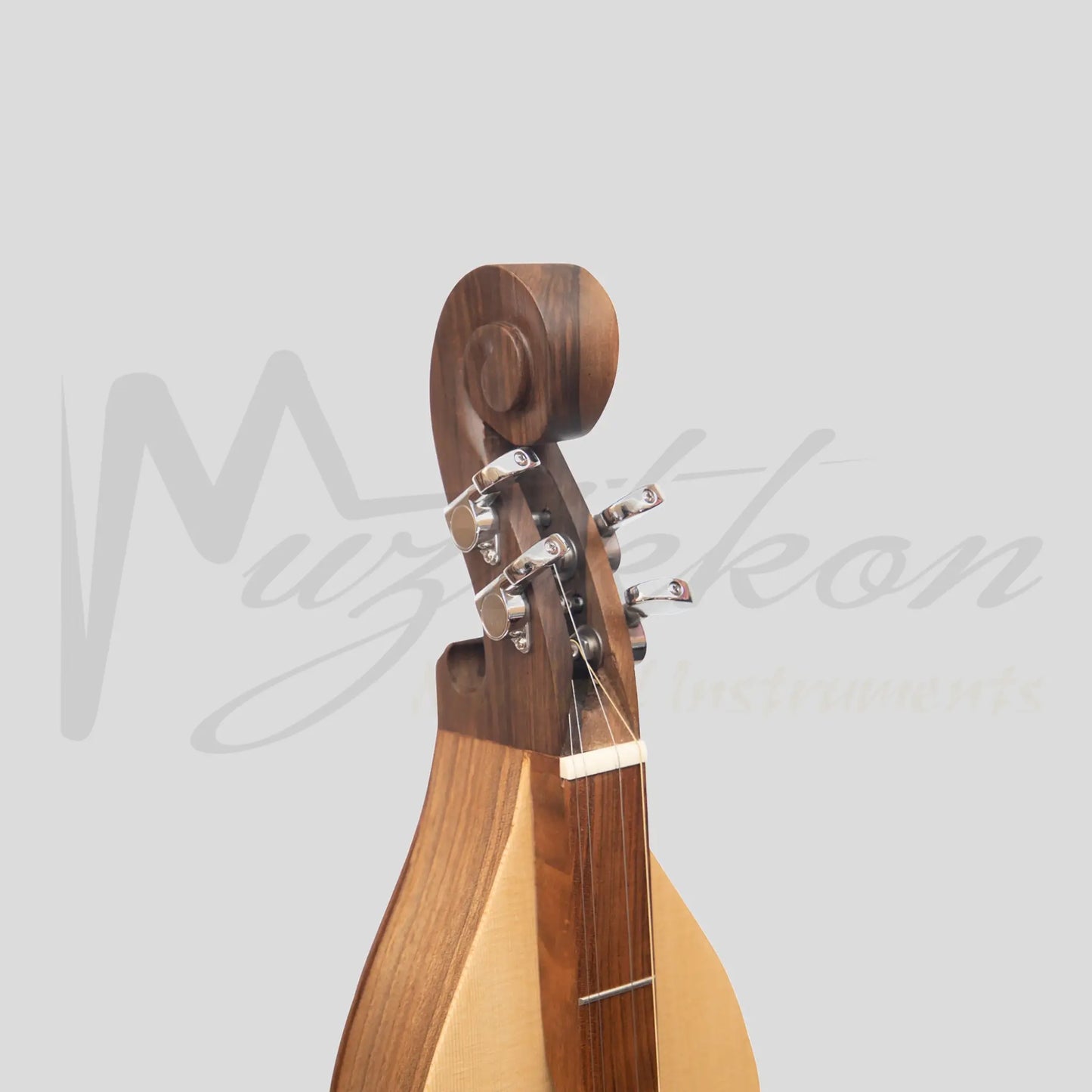 Mountain Dulcimer 4 String Knotwork Scroll Walnut With Nickel Finish Hardware