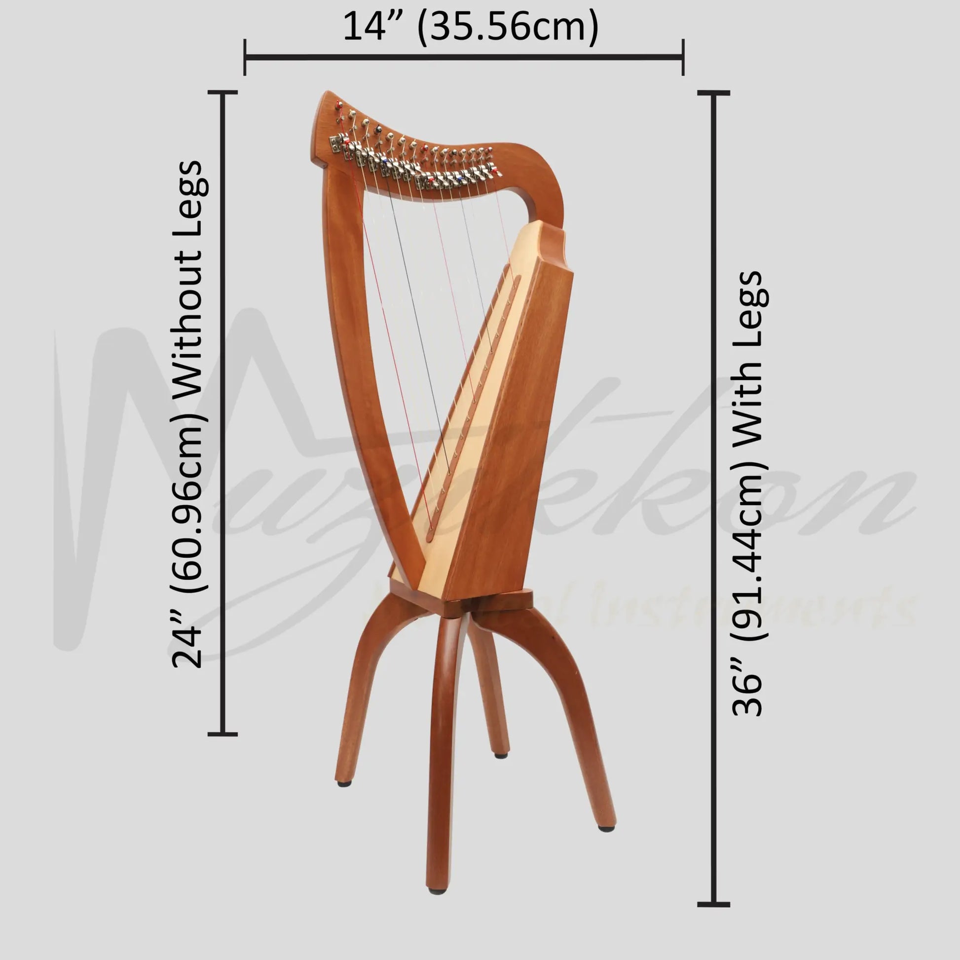 Muzikkon 15 String Trinity Cèilidh Harp Mahogany