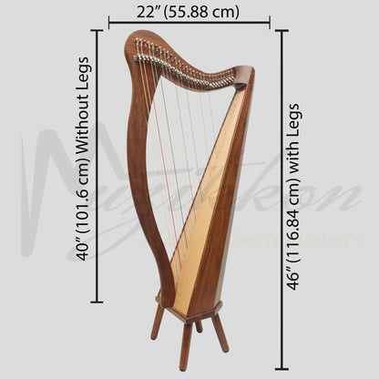 Muzikkon 29 String Ard Ri Harp Rosewood