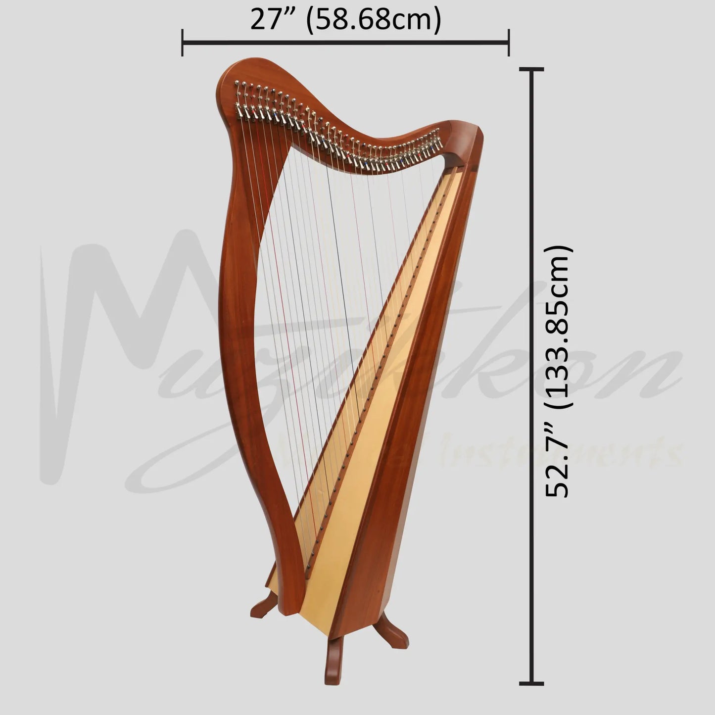 Muzikkon 36 String Ard Ri Harp Mahogany