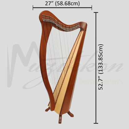 Muzikkon 36 String Ard Ri Harp Mahogany