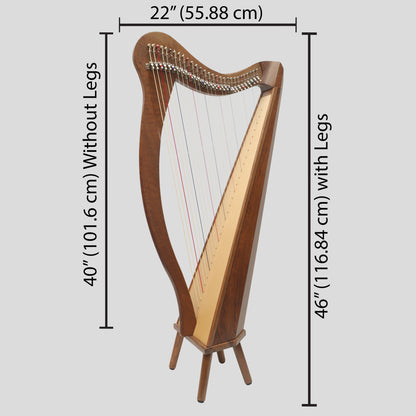 Muzikkon 29 String Ard Ri Harp Walnut