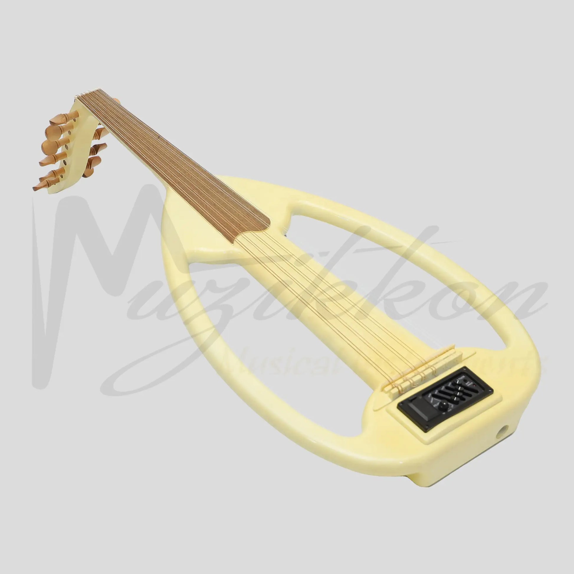 Muzikkon Electric Arabic Frame Oud With Pegs Lacewood White