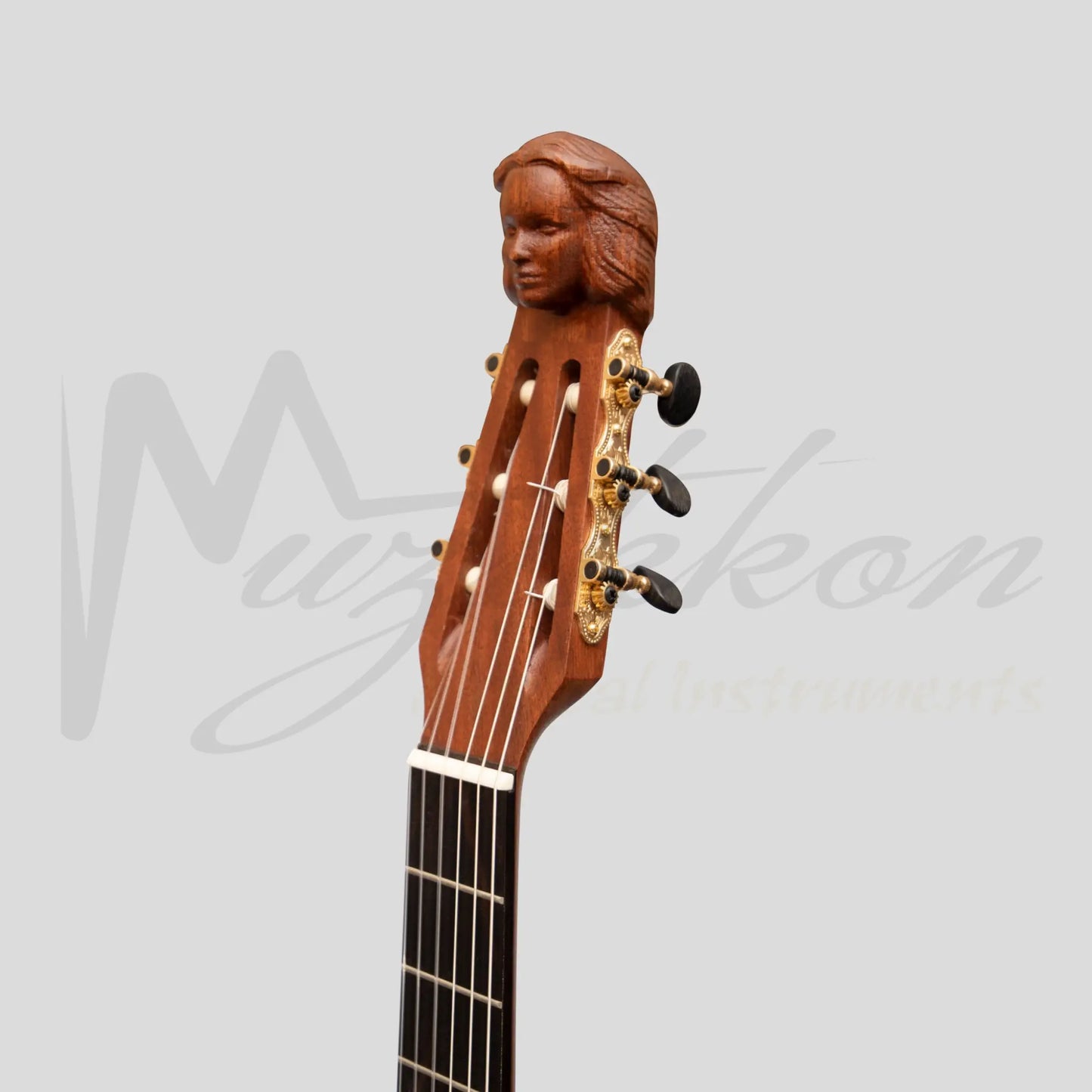 Muzikkon Lute Guitar 6 String Variegated Lacewood Rosewood Left Handed