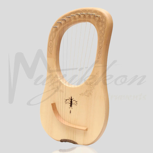 Muzikkon Lyre Harp 10 String Lacewood Engraved