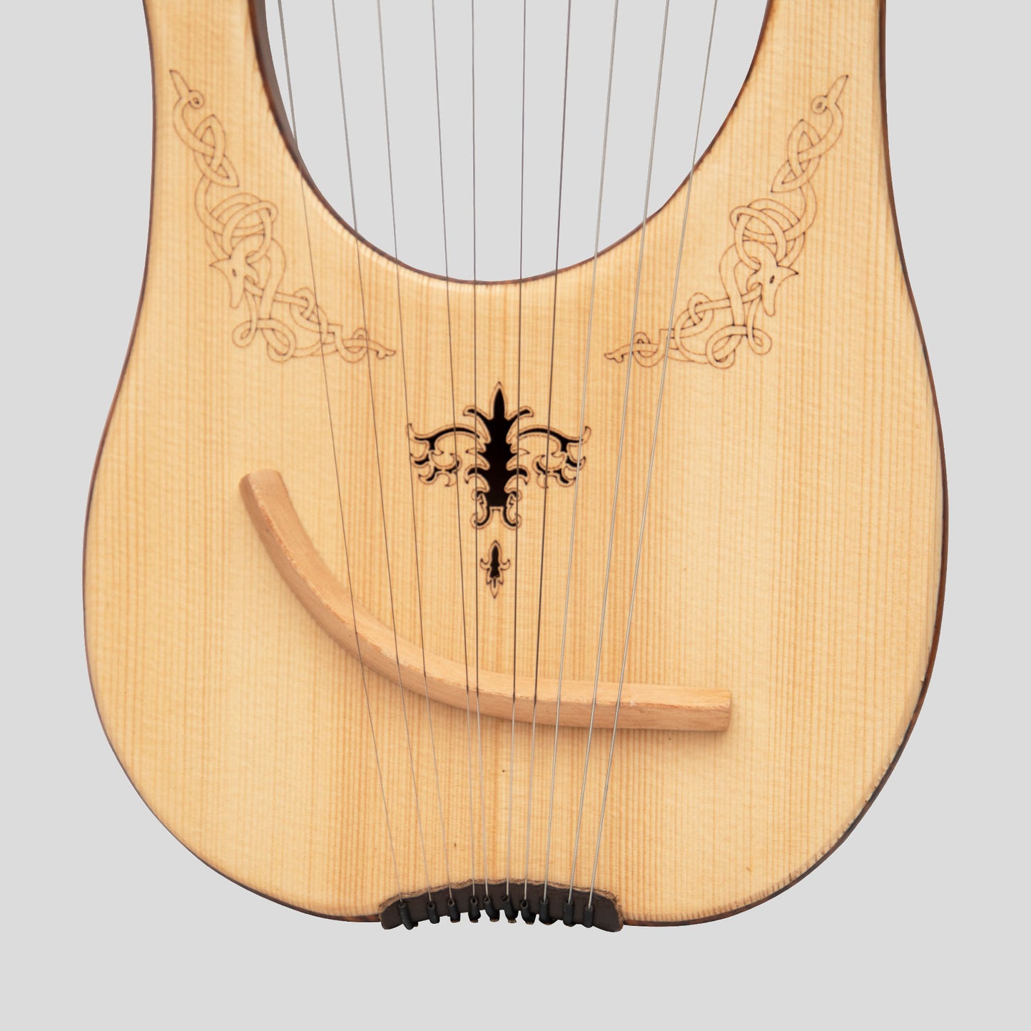 MUZIKKON LYRE HARP, 10 STRING ROSEWOOD ENGRAVED