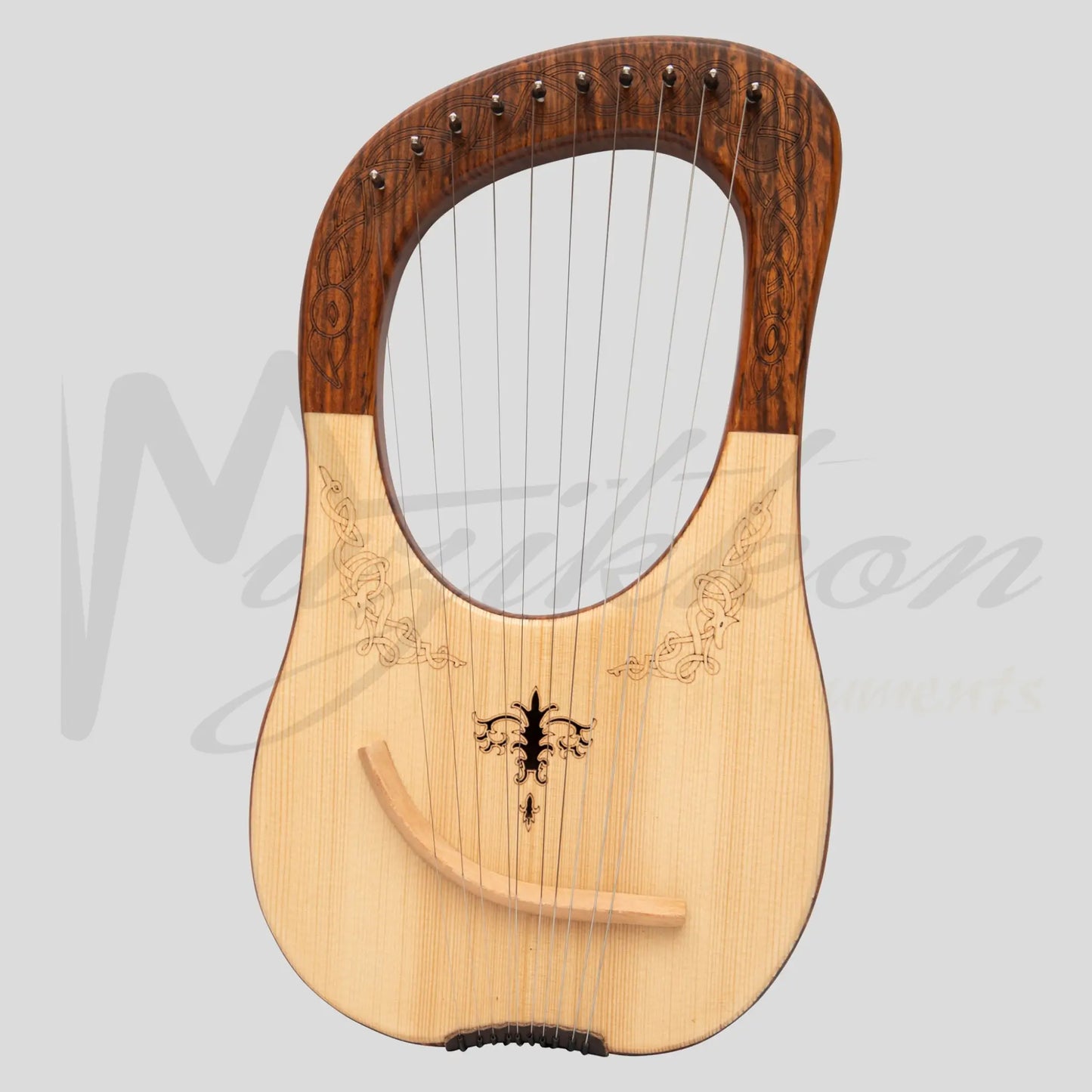 Muzikkon Lyre Harp 10 String Rosewood Engraved