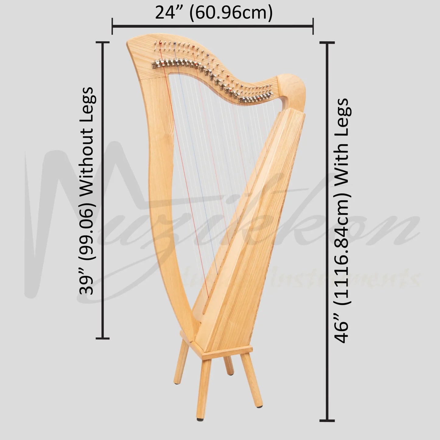 Muzikkon Mchugh Harp 27 Strings Ashwood Square Back