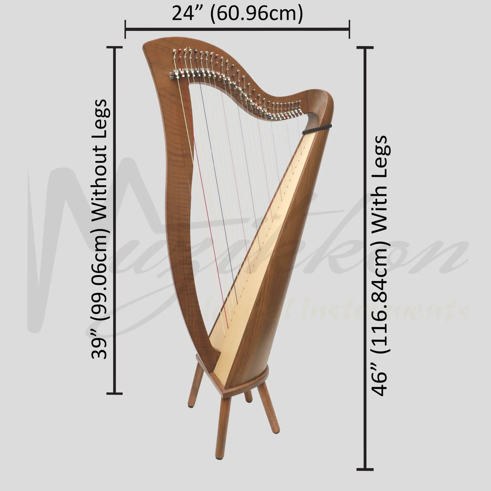 Muzikkon Mchugh Harp 27 Strings Walnut Round Back