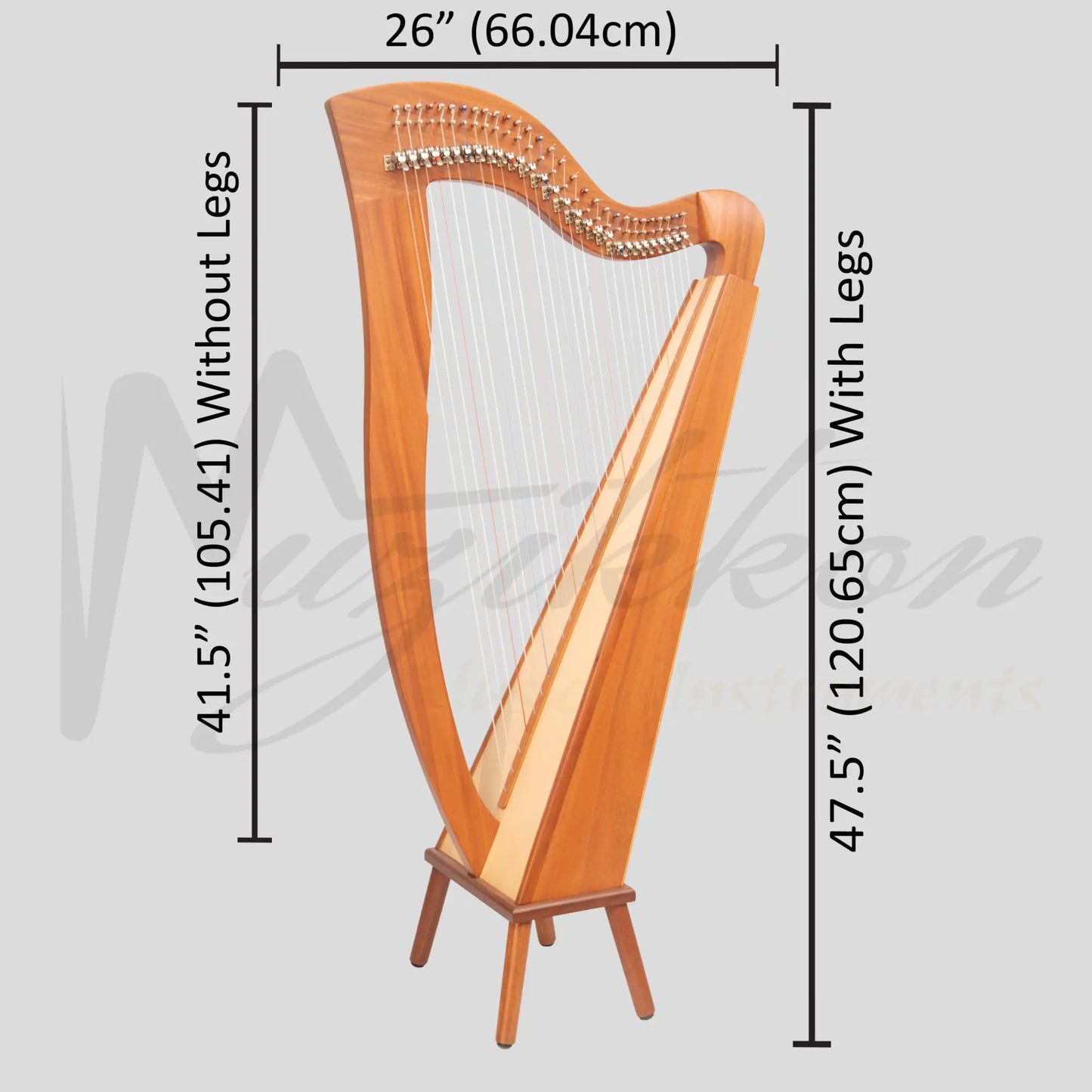 Muzikkon Mchugh Harp 29 Strings Square Back Mahogany