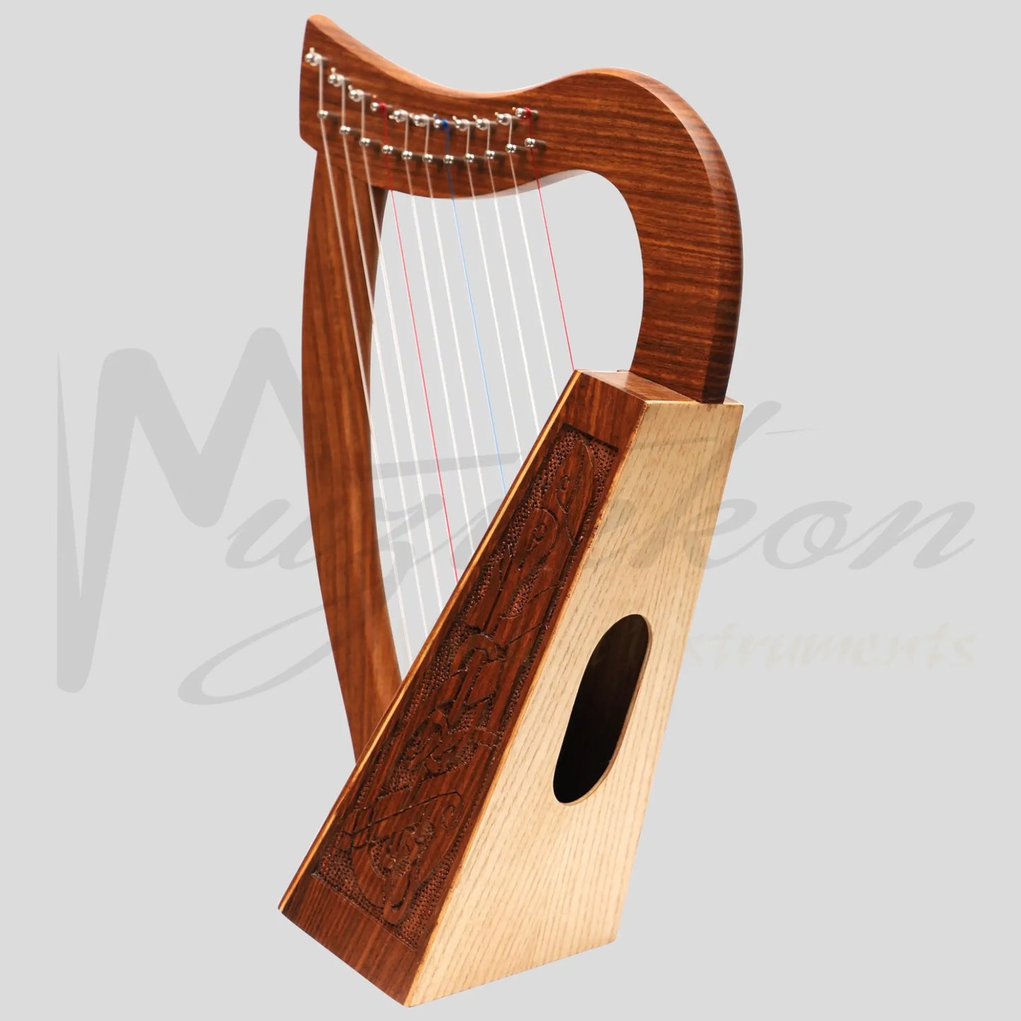 Muzikkon O’carolan Harp 11 String Rosewood Celtic Dragon