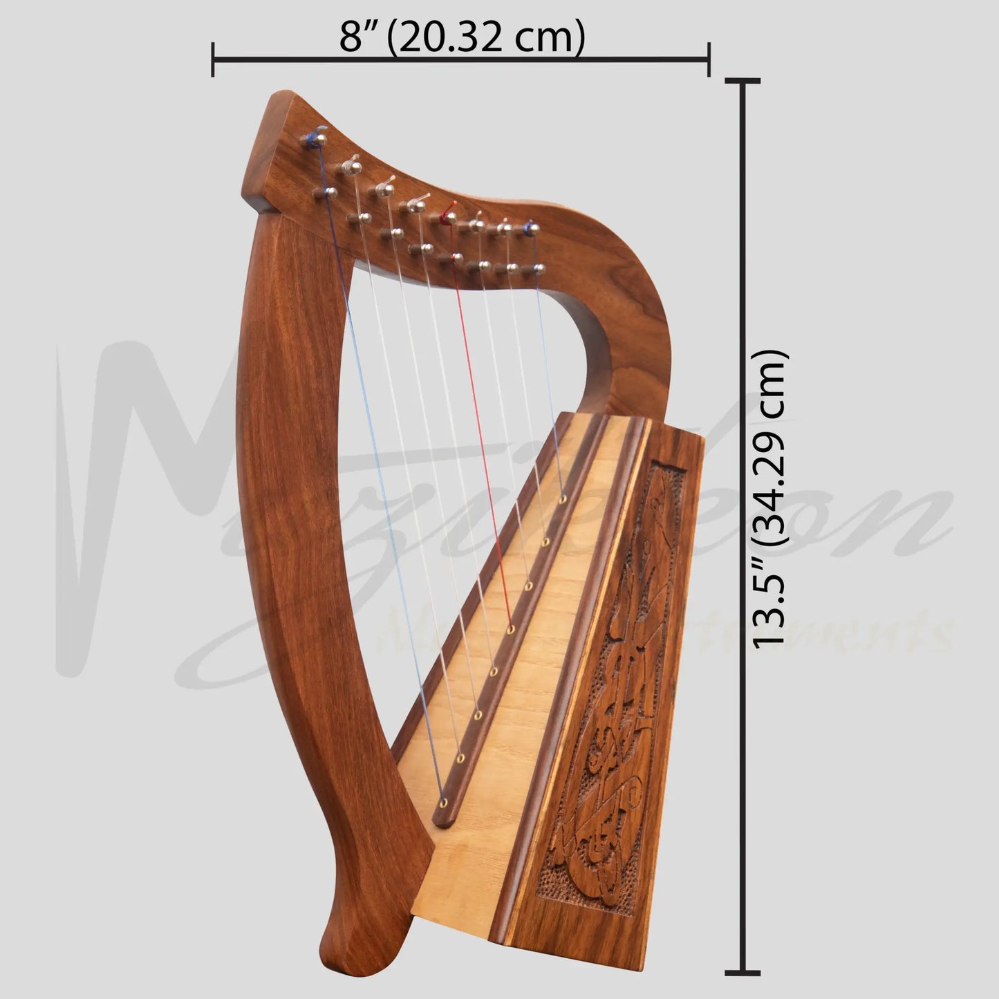 Muzikkon O’carolan Harp 8 String Rosewood Celtic Dragon Harp