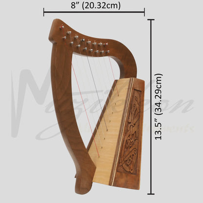 Muzikkon O’carolan Harp 8 String Walnut Celtic Dragon