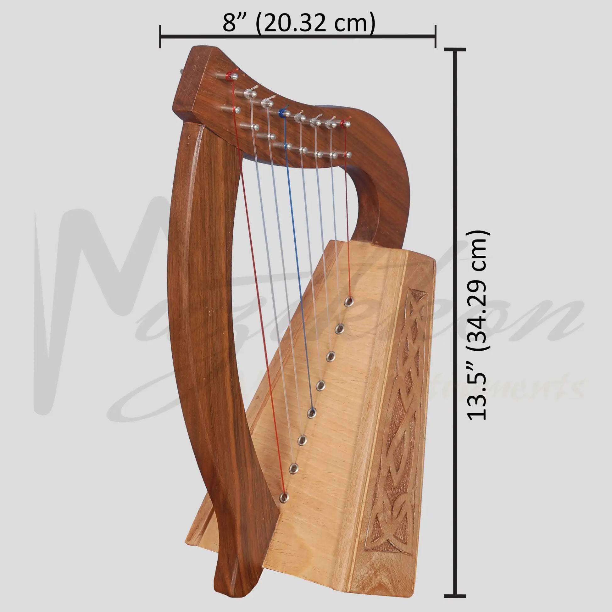 Muzikkon O’carolan Harp 8 Strings Walnut Knotwork