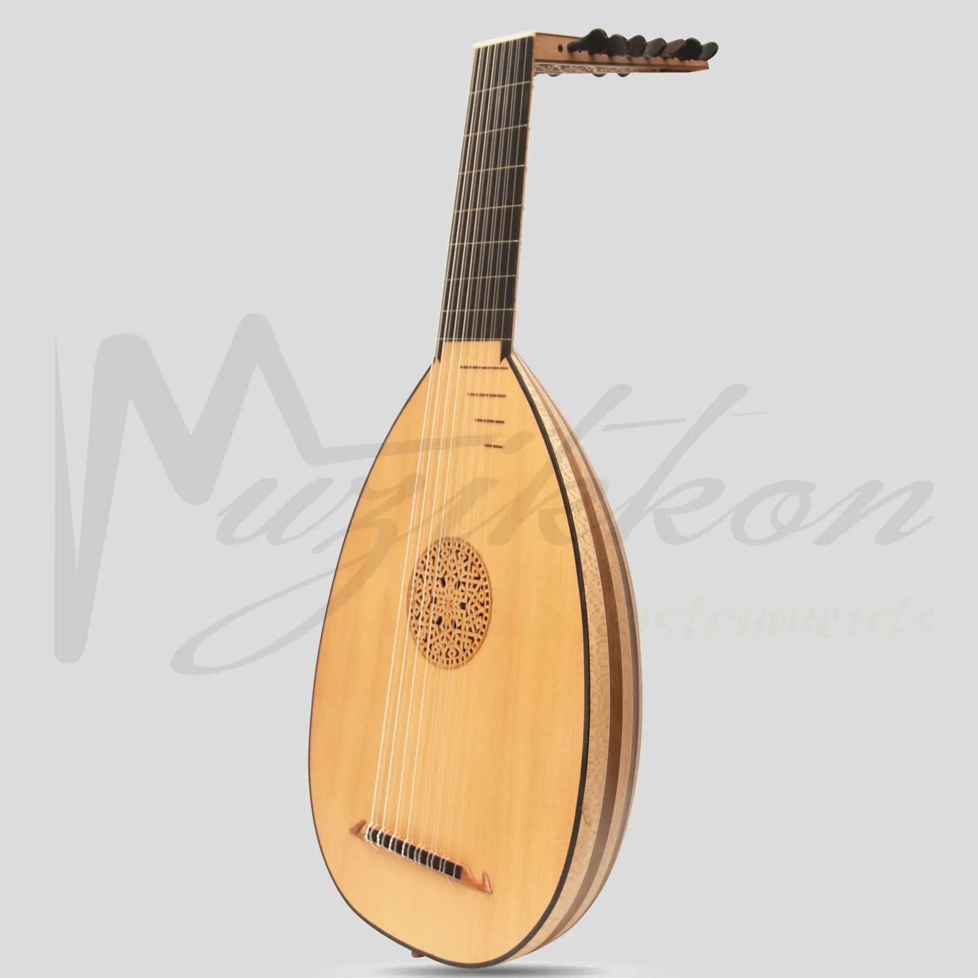 Muzikkon Renaissance Lute 8 Course Deluxe Right Hand After Hieber Walnut/Lacewood