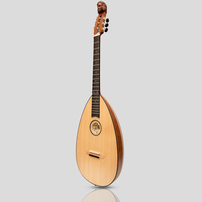 Muzikkon Lute Guitar, 6 Steel Strings Variegated Lacewood Rosewood Left Handed