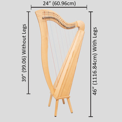 Muzikkon Mchugh Harp 27 Strings Ashwood Square Back