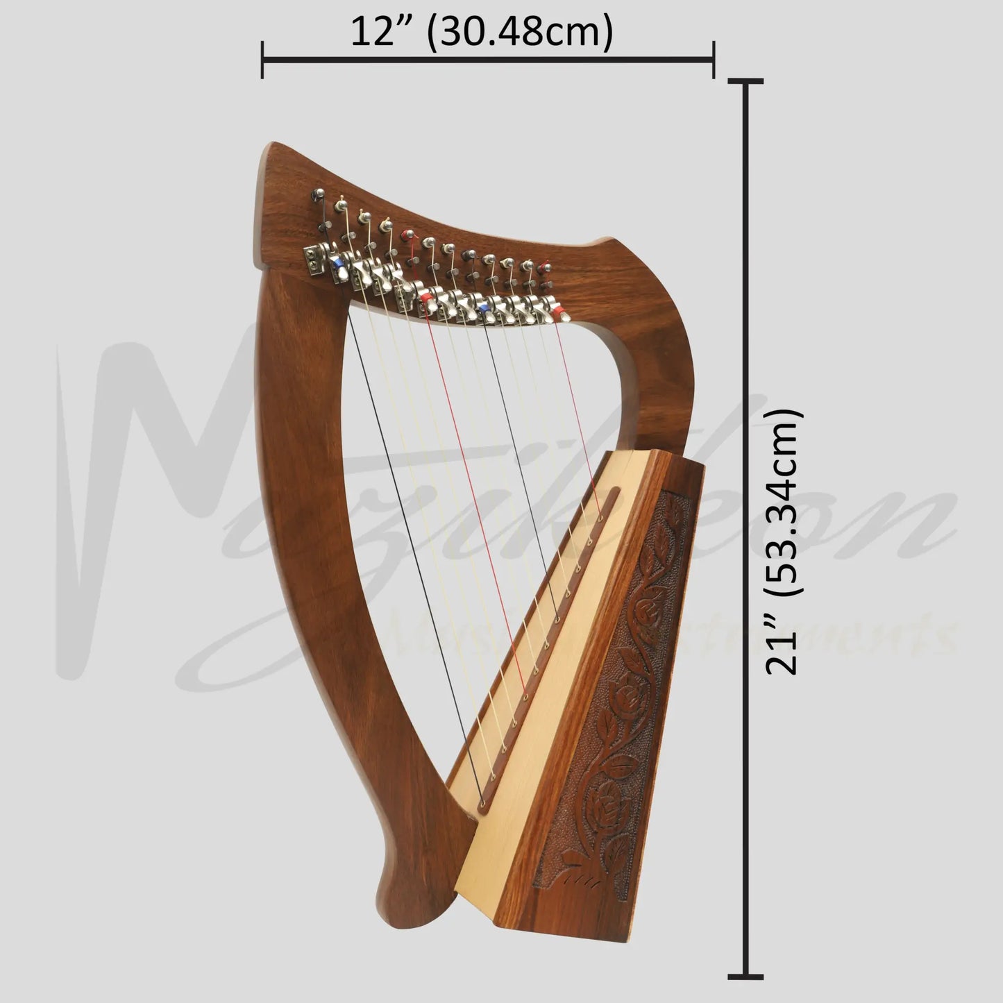 O’carolan Harp 12 String Rosewood Mini-Harp With Sharpening Levers