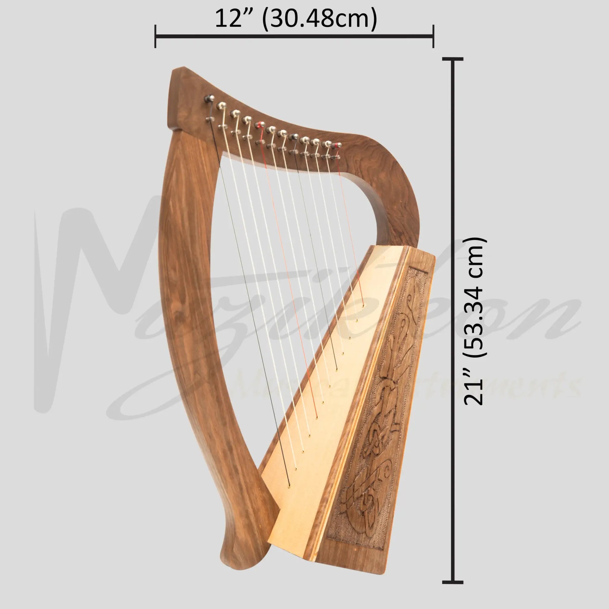 O’carolan Harp 12 String Walnut Celtic Dragon