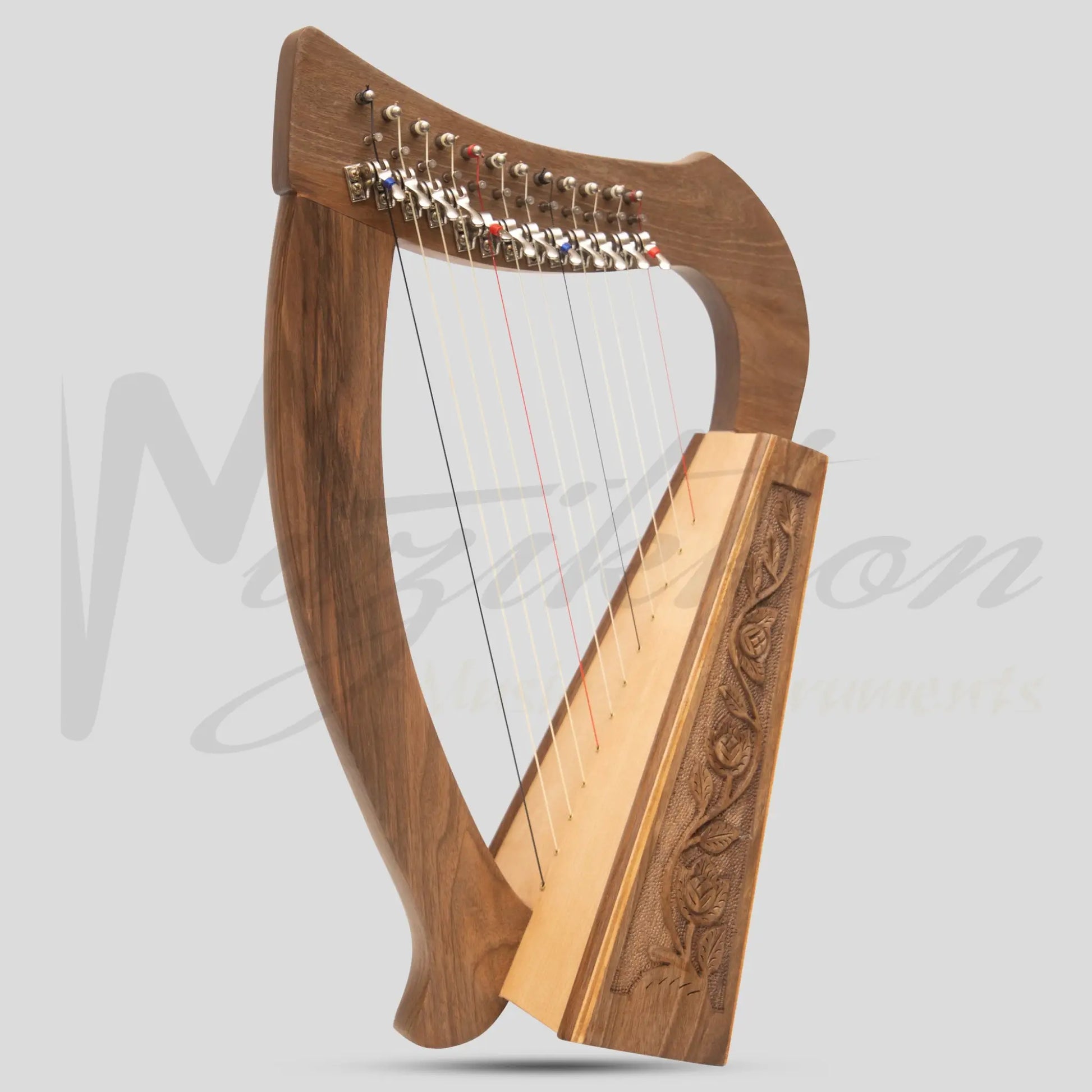 O’carolan Harp 12 String Walnut Mini-Harp With Sharpening Levers